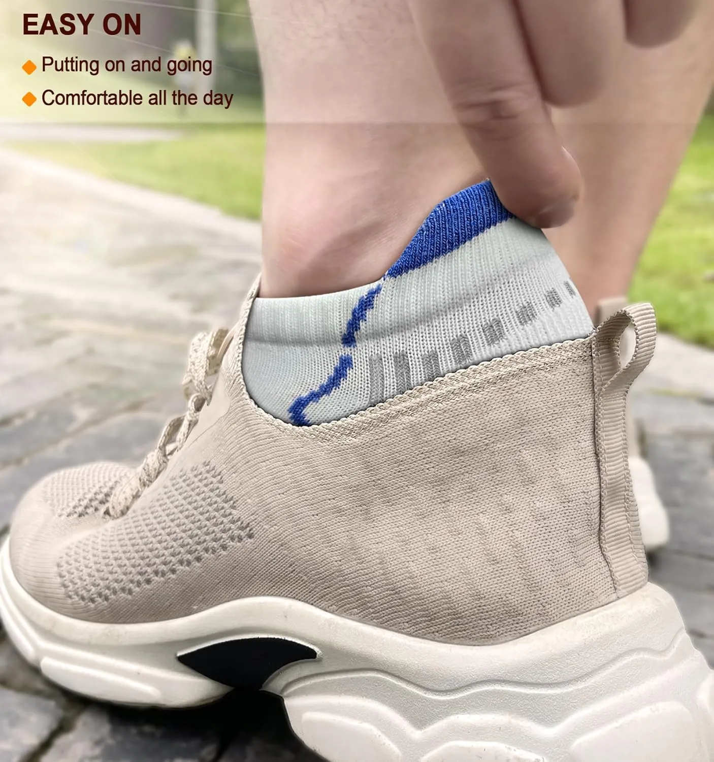 KEMISANT Mens Running Socks 6 Pairs-Athletic Compression Ankle Socks Cushioned for Men Walking-Arch Compression Support