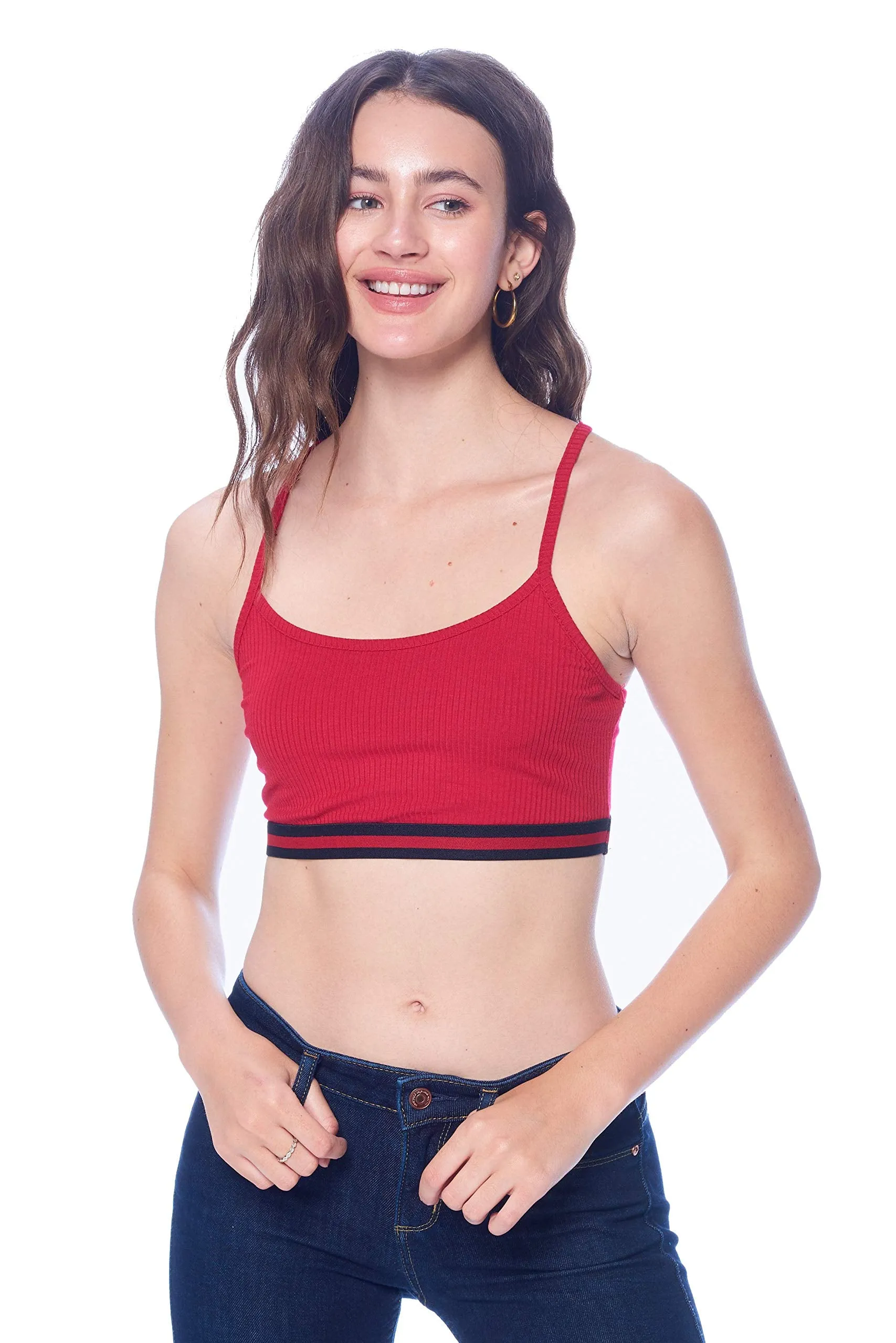 Khanomak Women's Ribbed Active Workout Sports Bra Racer Back Crop Top