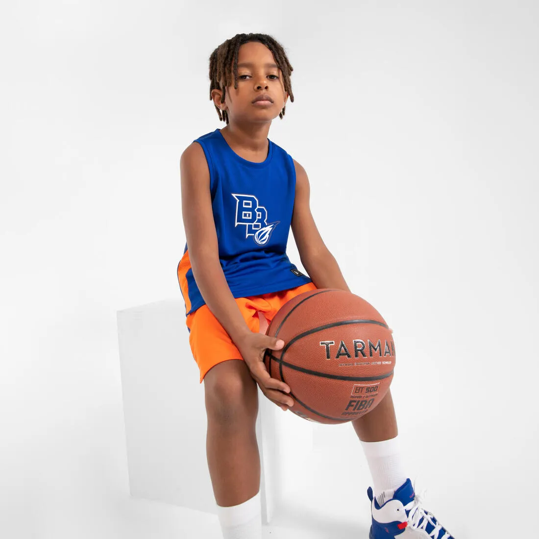 Kids' Sleeveless Basketball Jersey T500