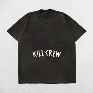 Kill Crew Men’s Oversized Summer Gym Tee - Acid Wash Design