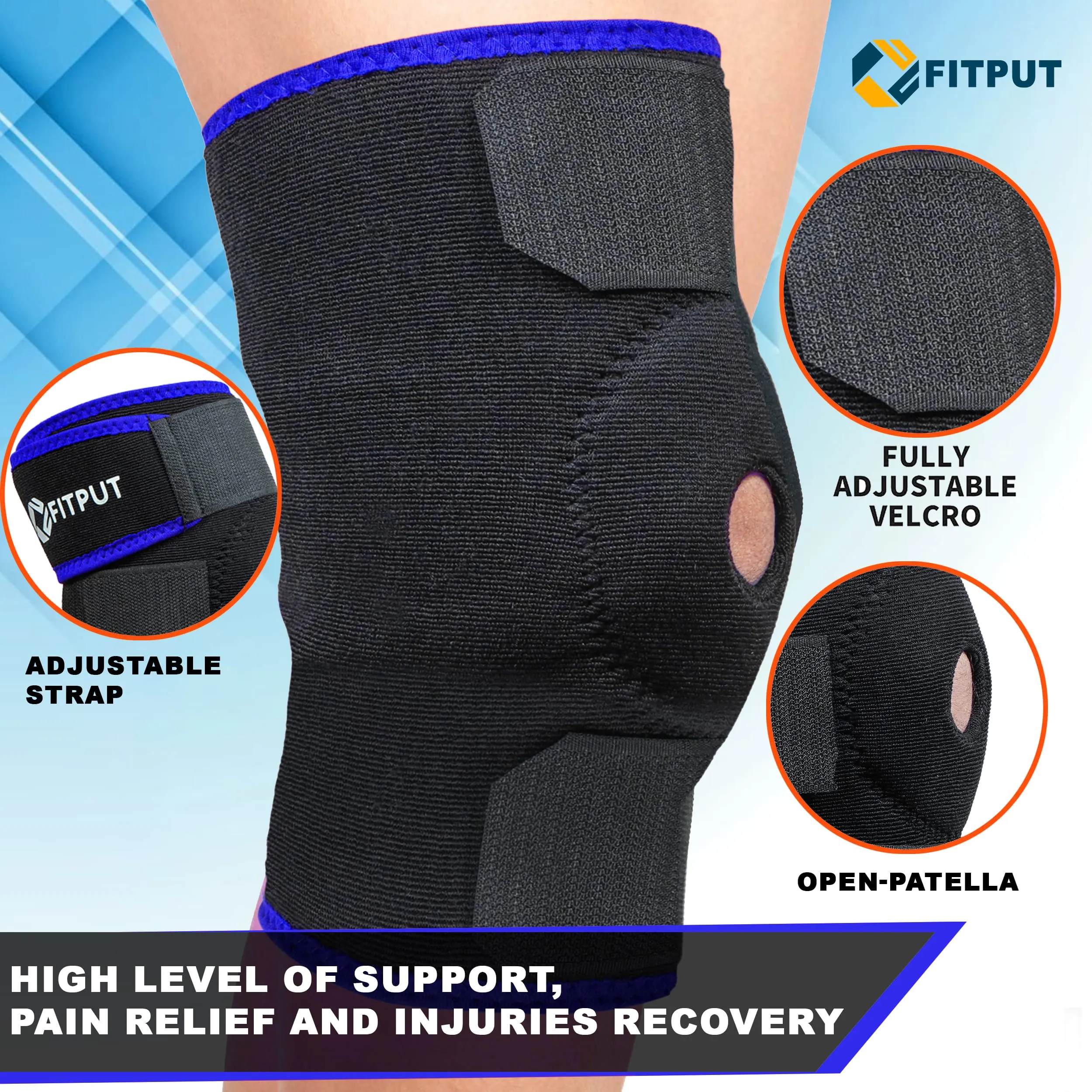 Knee Cap Support Brace for Sports | Gym | Running for Men and Women(Pack of 1) Knee Support (Blue)