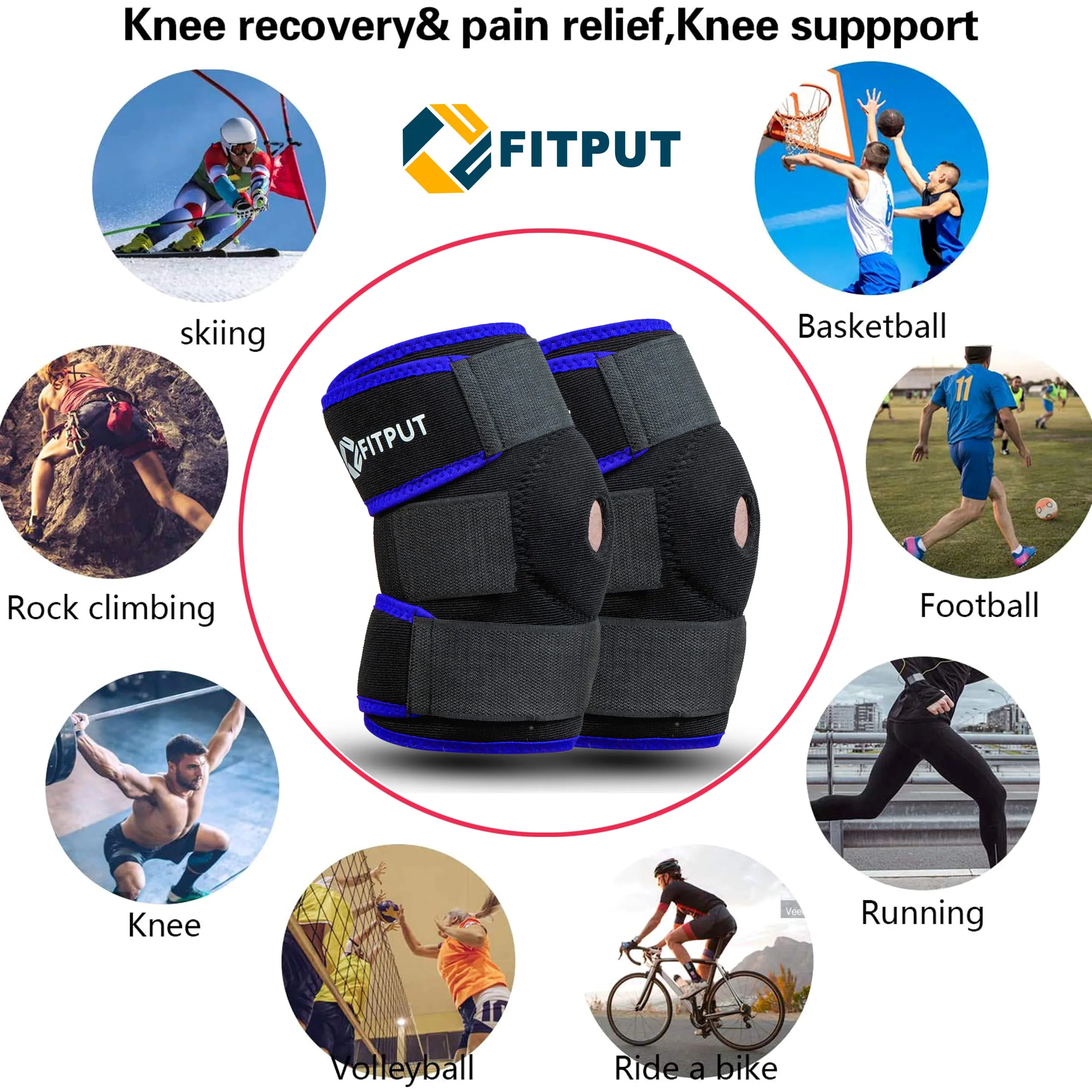 Knee Cap Support Brace for Sports | Gym | Running for Men and Women(Pack of 1) Knee Support (Blue)