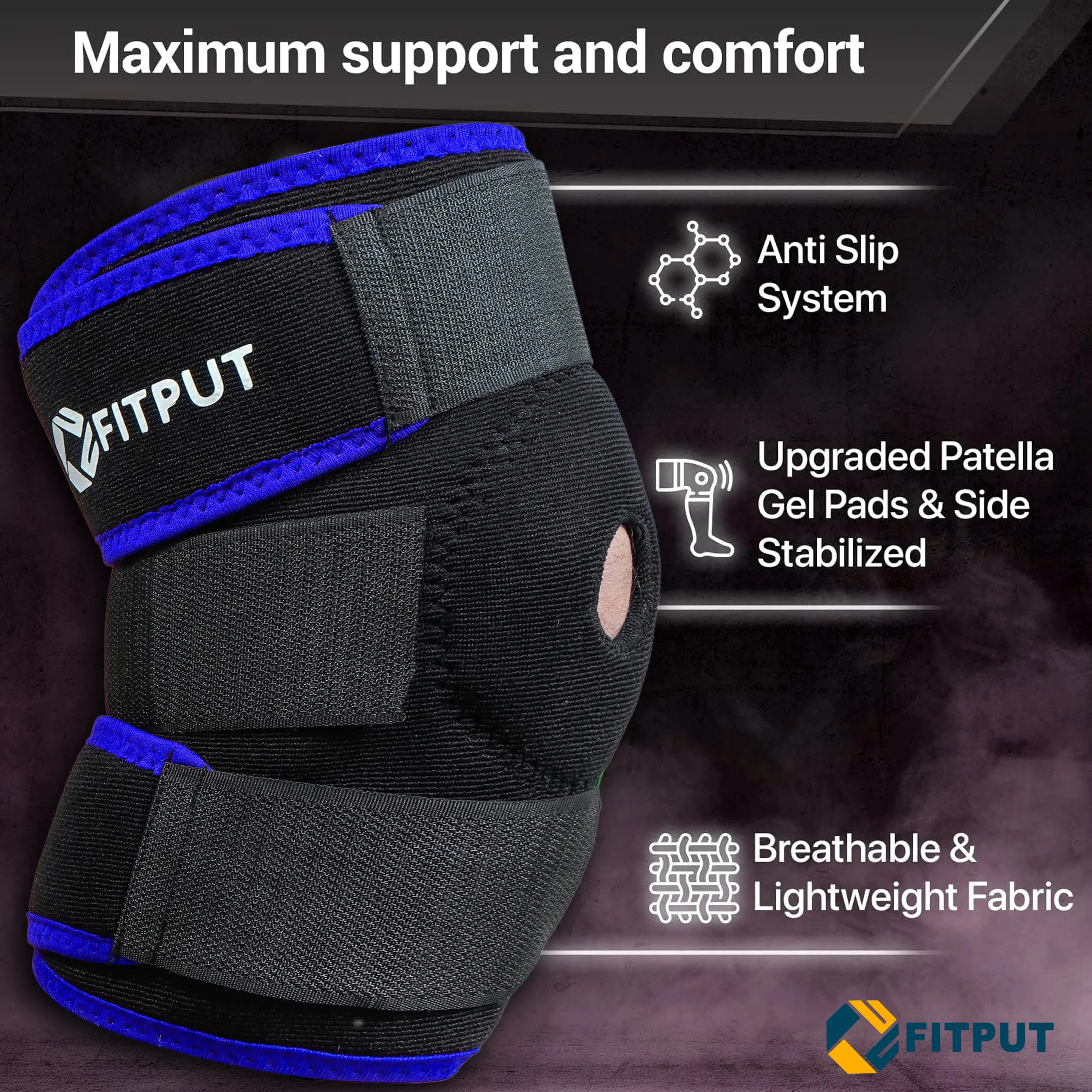Knee Cap Support Brace for Sports | Gym | Running for Men and Women(Pack of 1) Knee Support (Blue)