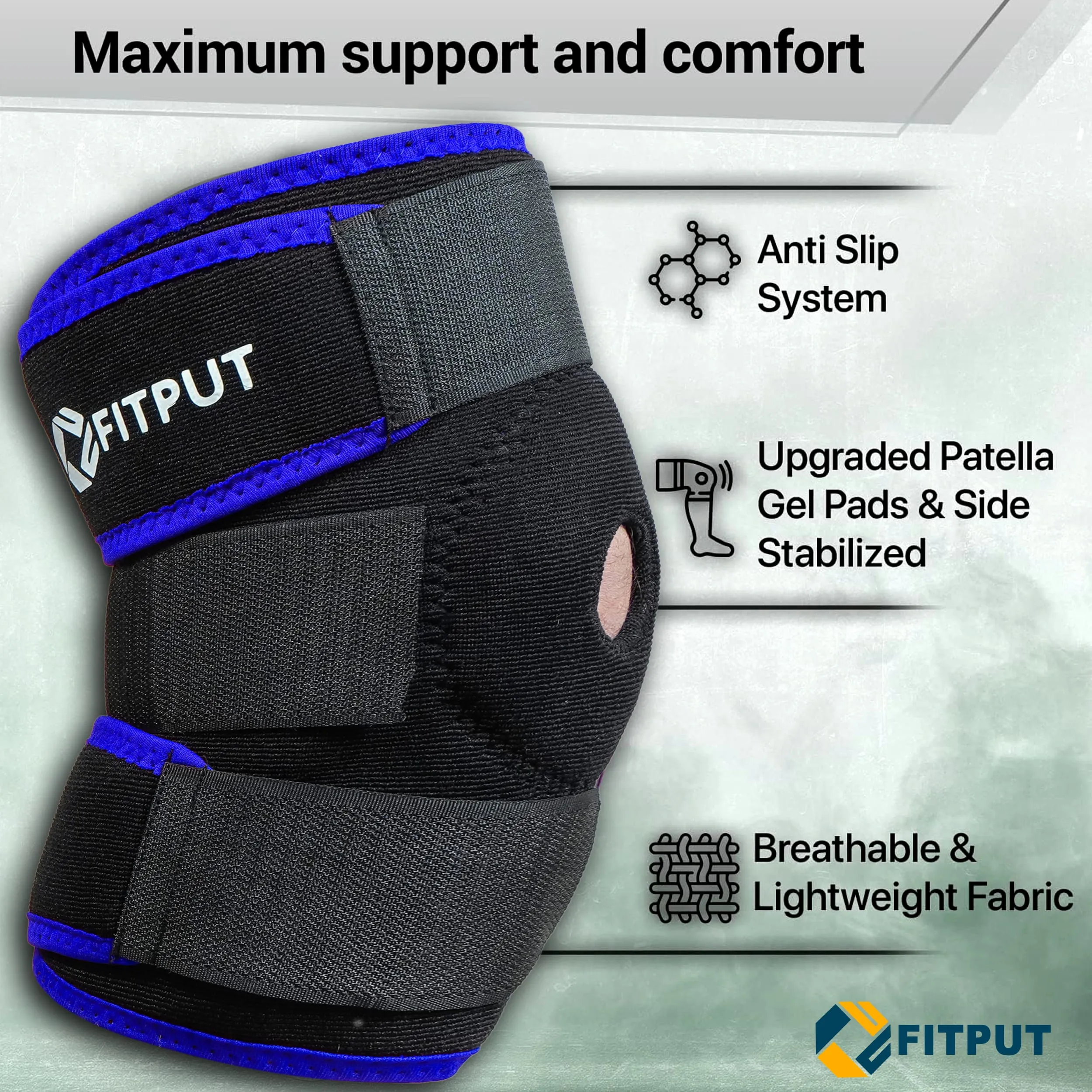 Knee Cap Support Brace for Sports | Gym | Running for Men and Women(Pack of 1) Knee Support (Blue)