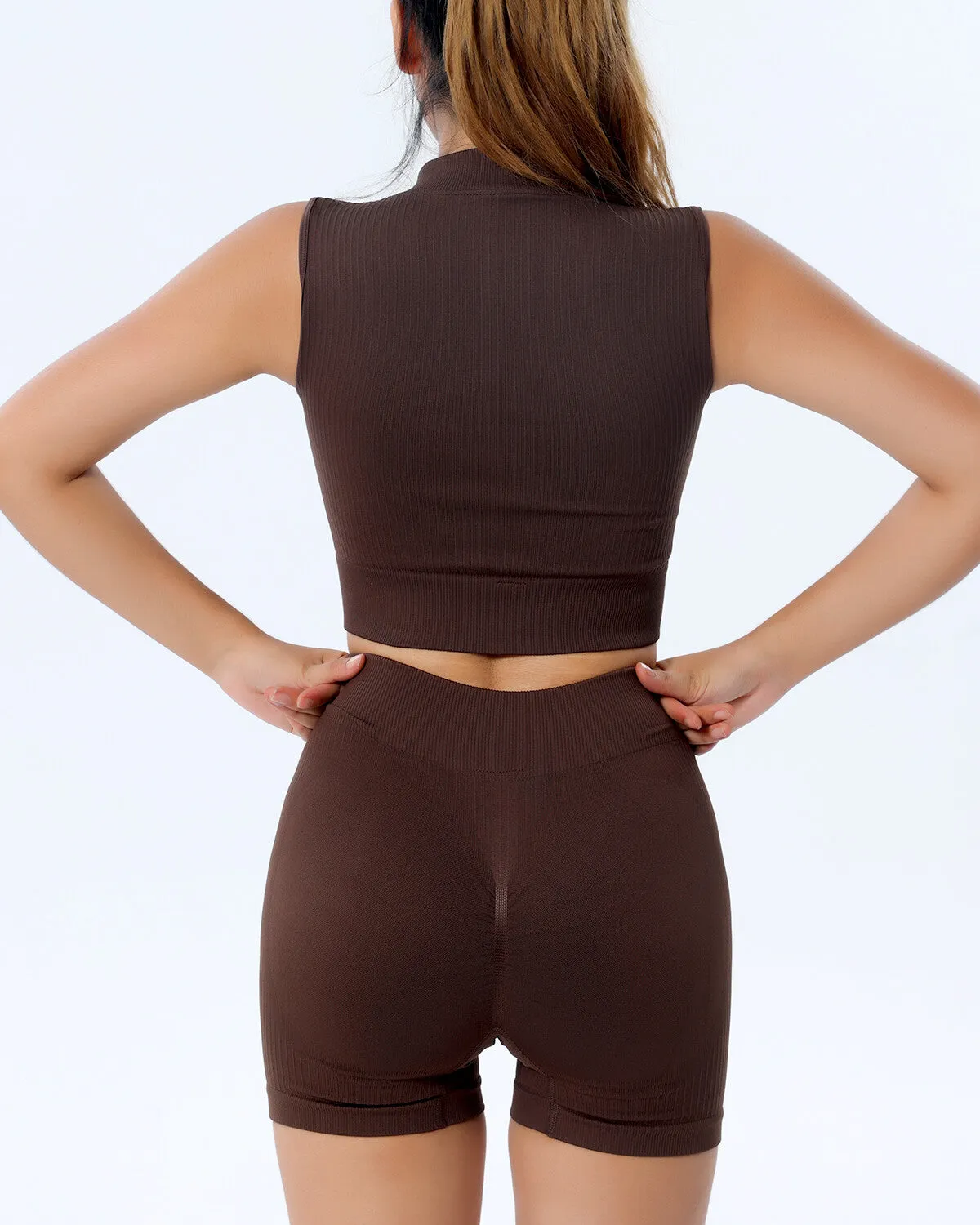 Kylee Tank Crop Top - Brown