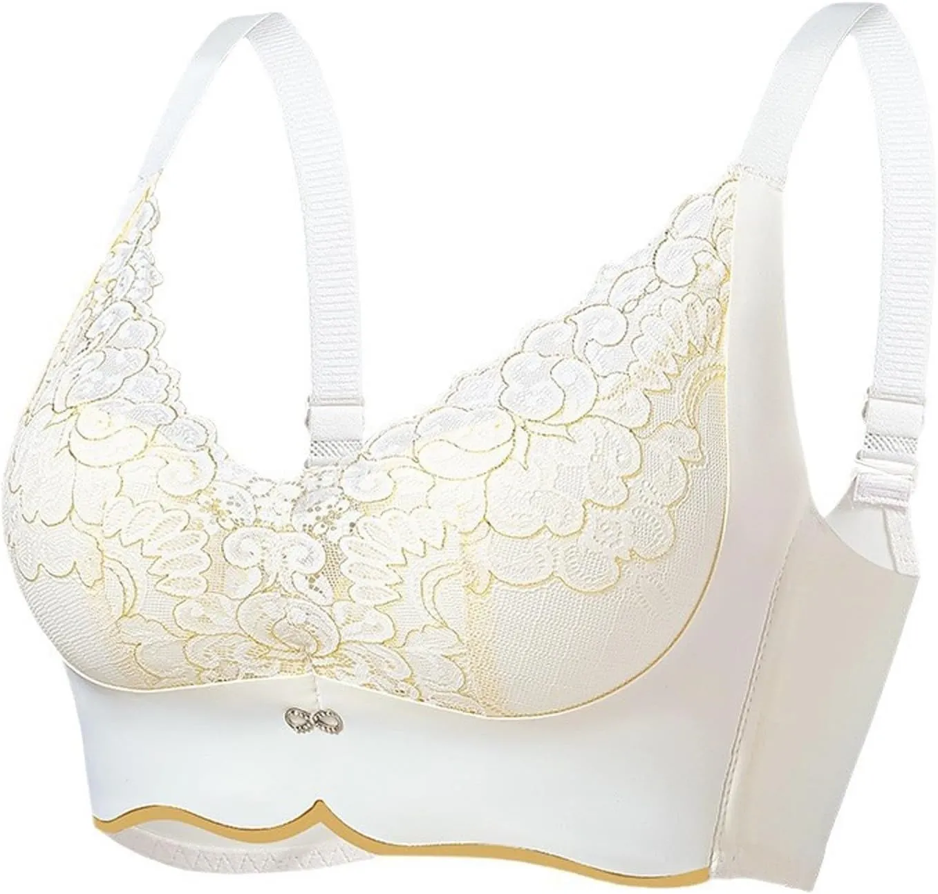 Lace Bra for Women Plus Size V Neck Lace Floral Breathable Brassiere Comfort Support No Underwire Wireless Bralette