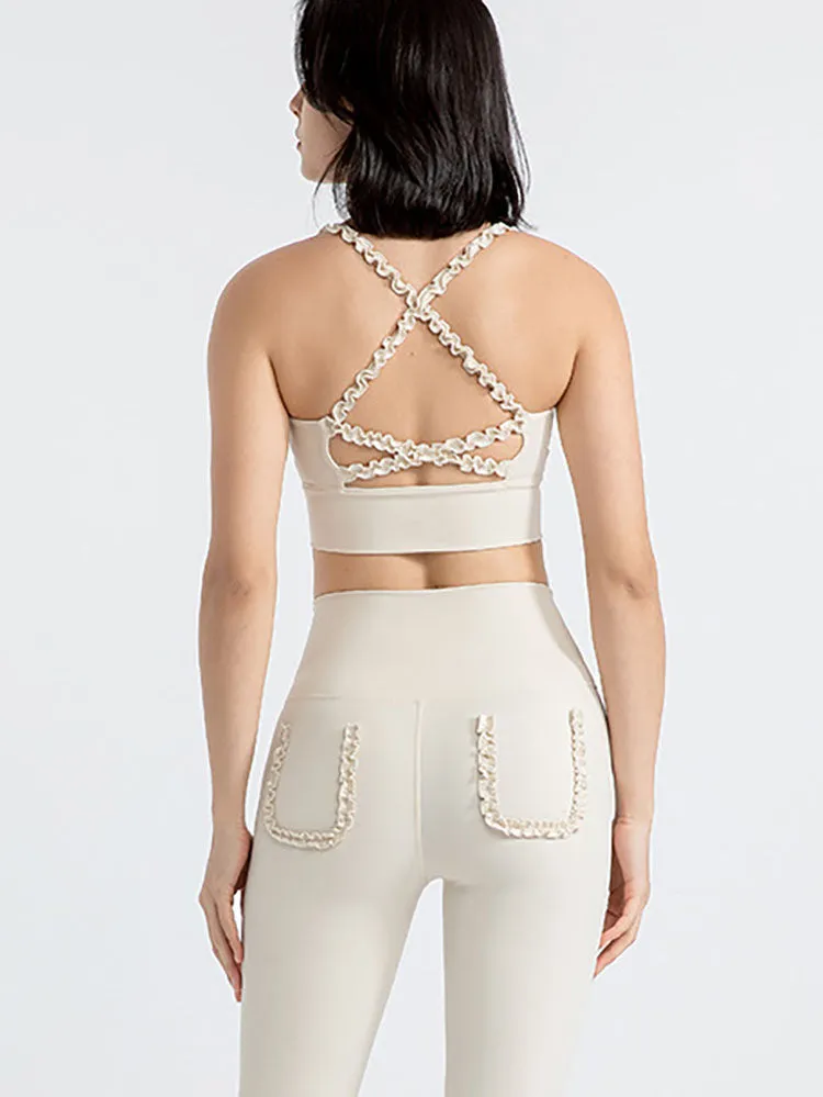 Lace Sling Dance Bra Push Up Wearable Shockproof Yoga Tank Top