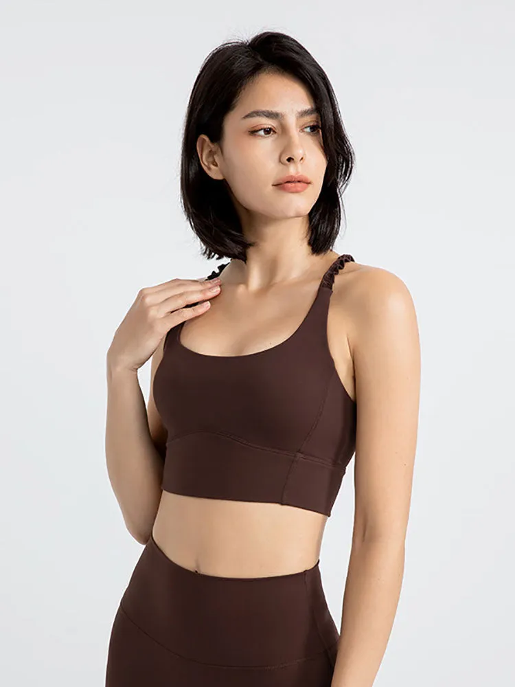 Lace Sling Dance Bra Push Up Wearable Shockproof Yoga Tank Top
