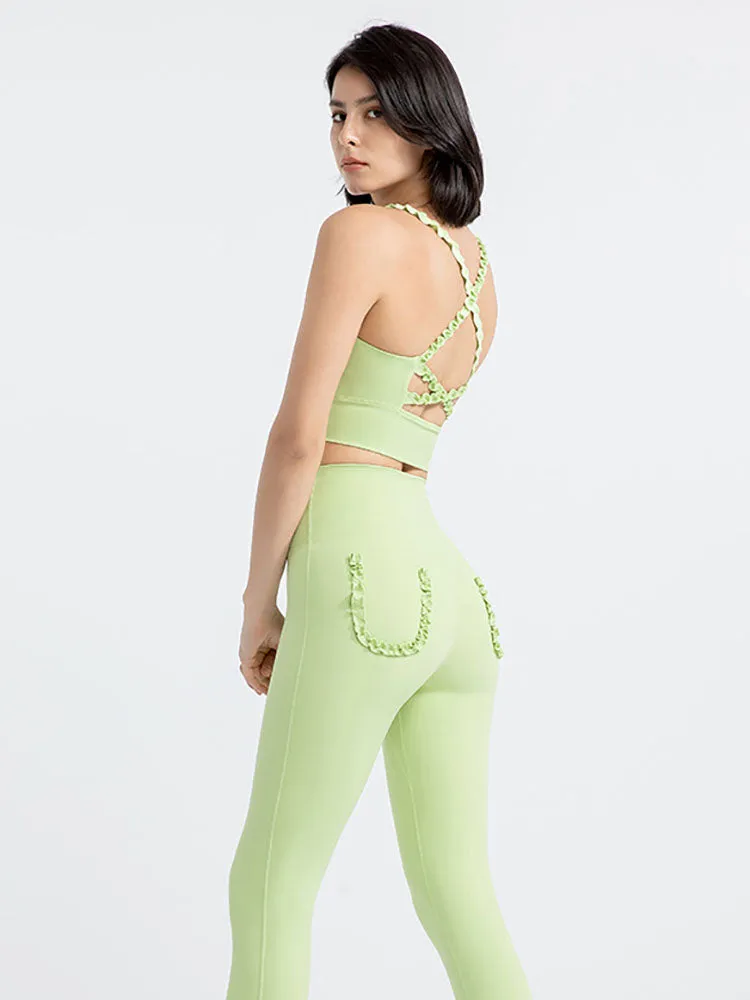 Lace Sling Dance Bra Push Up Wearable Shockproof Yoga Tank Top