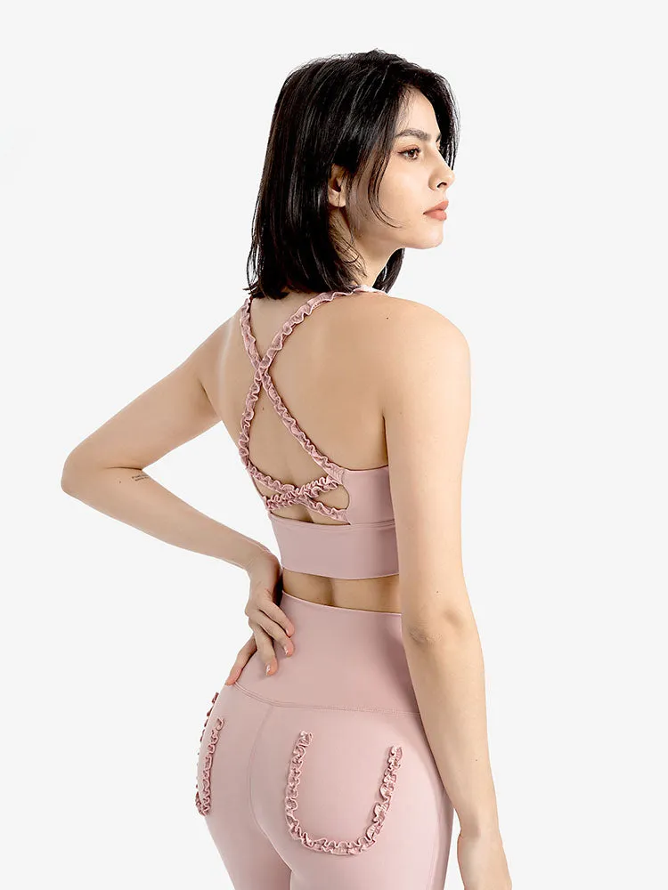 Lace Sling Dance Bra Push Up Wearable Shockproof Yoga Tank Top