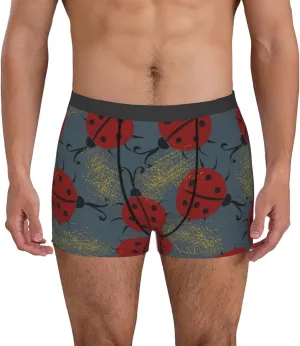 Ladybug Print Boxer Briefs For Men Breathable Underwear-