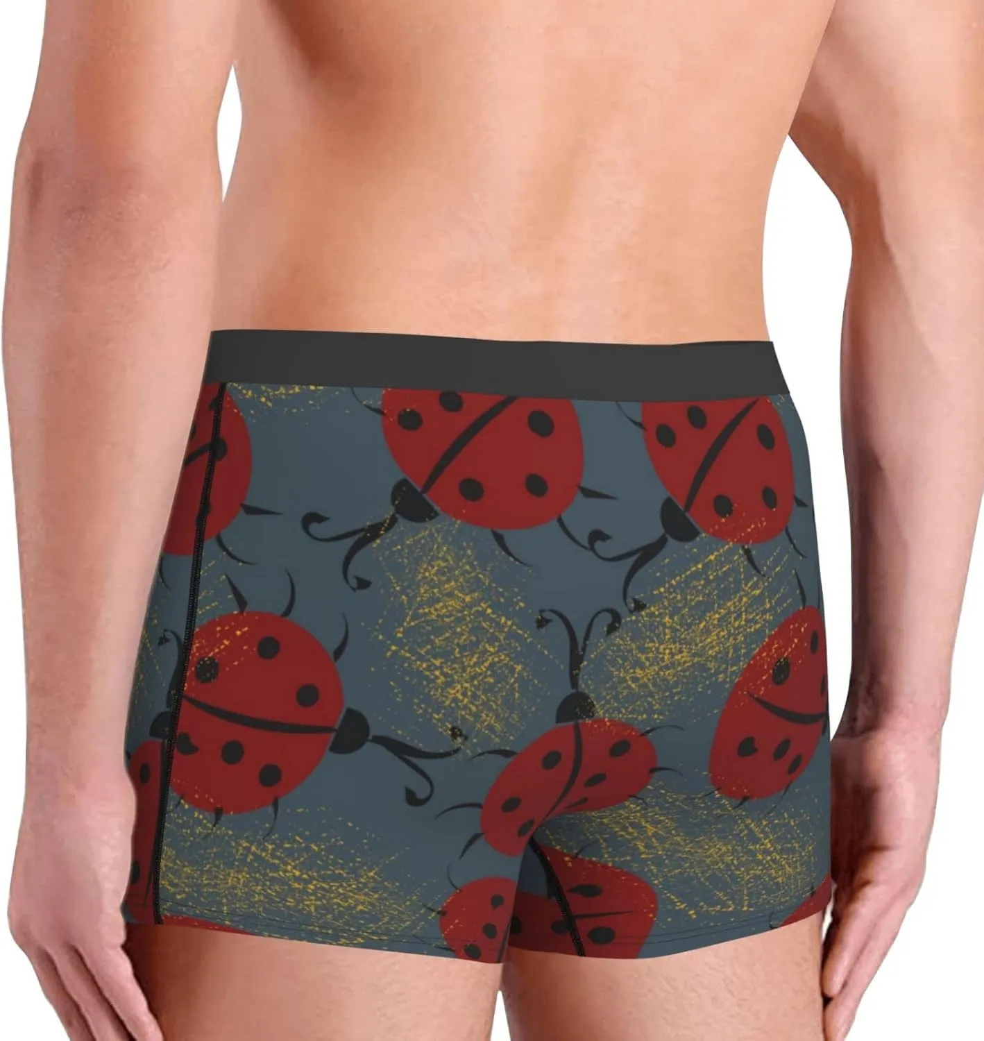 Ladybug Print Boxer Briefs For Men Breathable Underwear-