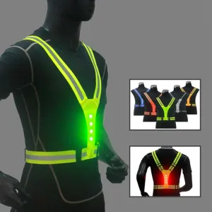 LED Cycling Vest High Visibility Outdoor Running Cycling Reflective Safety Vest Adjustable Elastic Strap Riding Reflective Belt