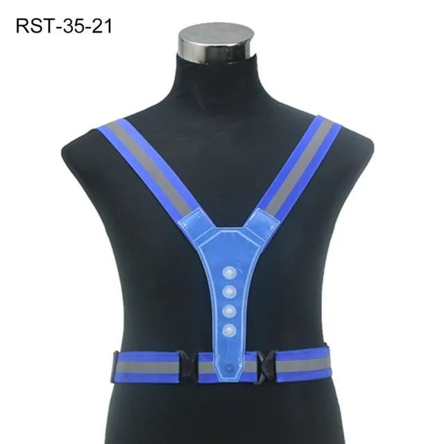 LED Cycling Vest High Visibility Outdoor Running Cycling Reflective Safety Vest Adjustable Elastic Strap Riding Reflective Belt