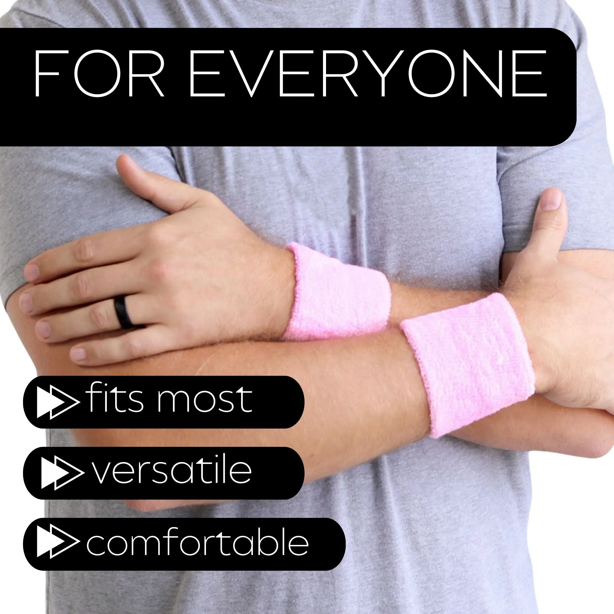 Light Pink Wrist Sweatbands - 6 Pack