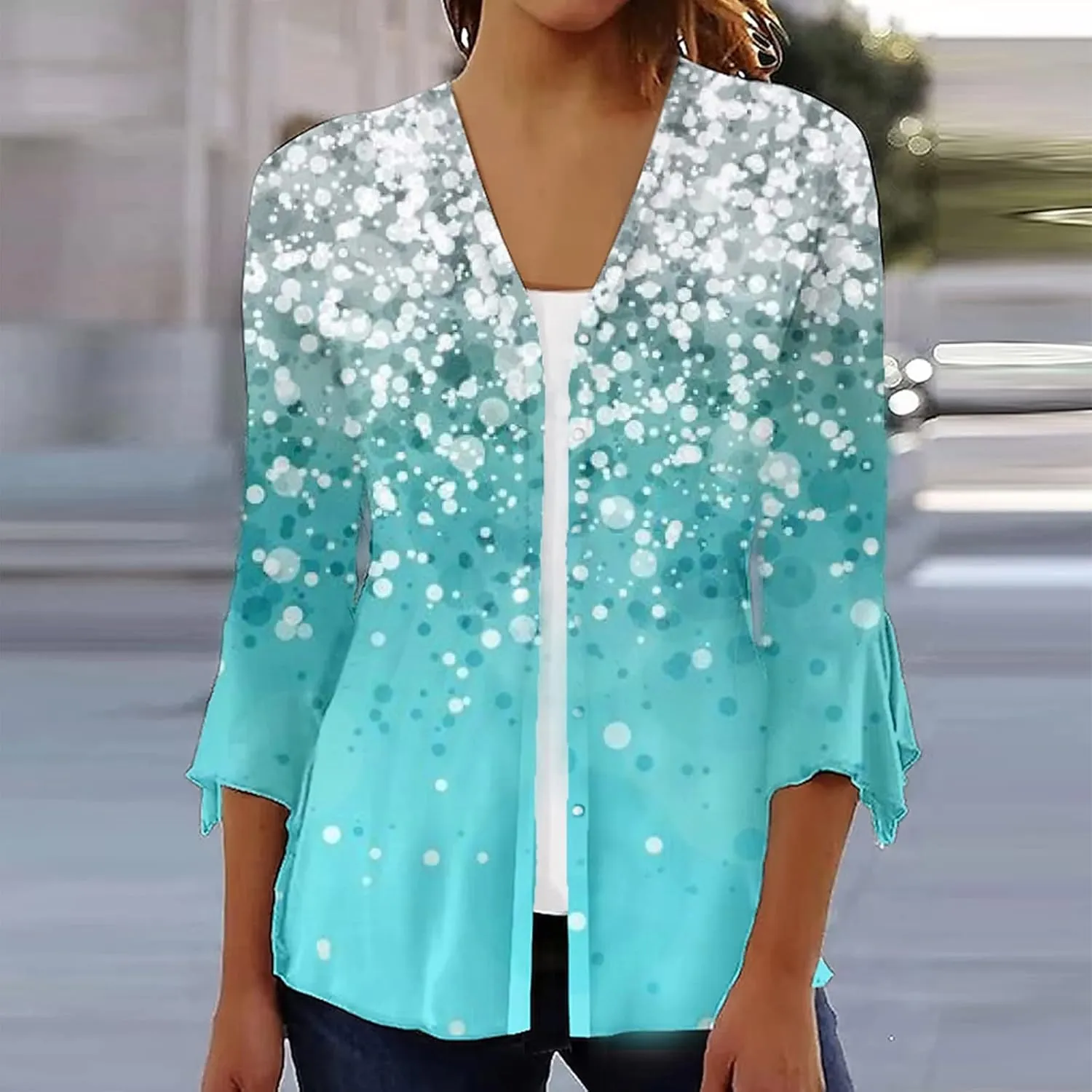 Lightweight Cardigans for Women Women's Casual Lightweight Open Front Cardigans Soft 3/4 Sleeve Cardigan