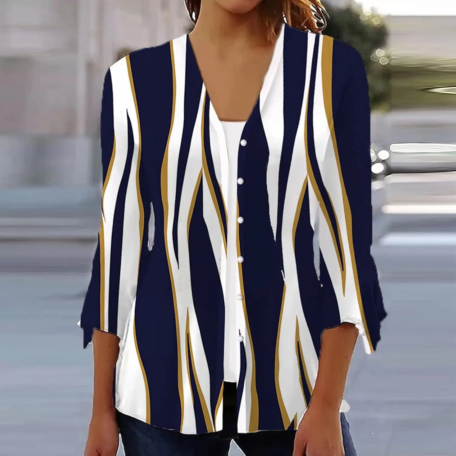 Lightweight Cardigans for Women Women's Casual Lightweight Open Front Cardigans Soft 3/4 Sleeve Cardigan