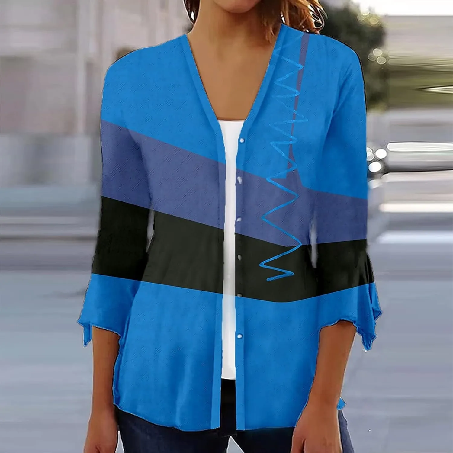 Lightweight Cardigans for Women Women's Casual Lightweight Open Front Cardigans Soft 3/4 Sleeve Cardigan