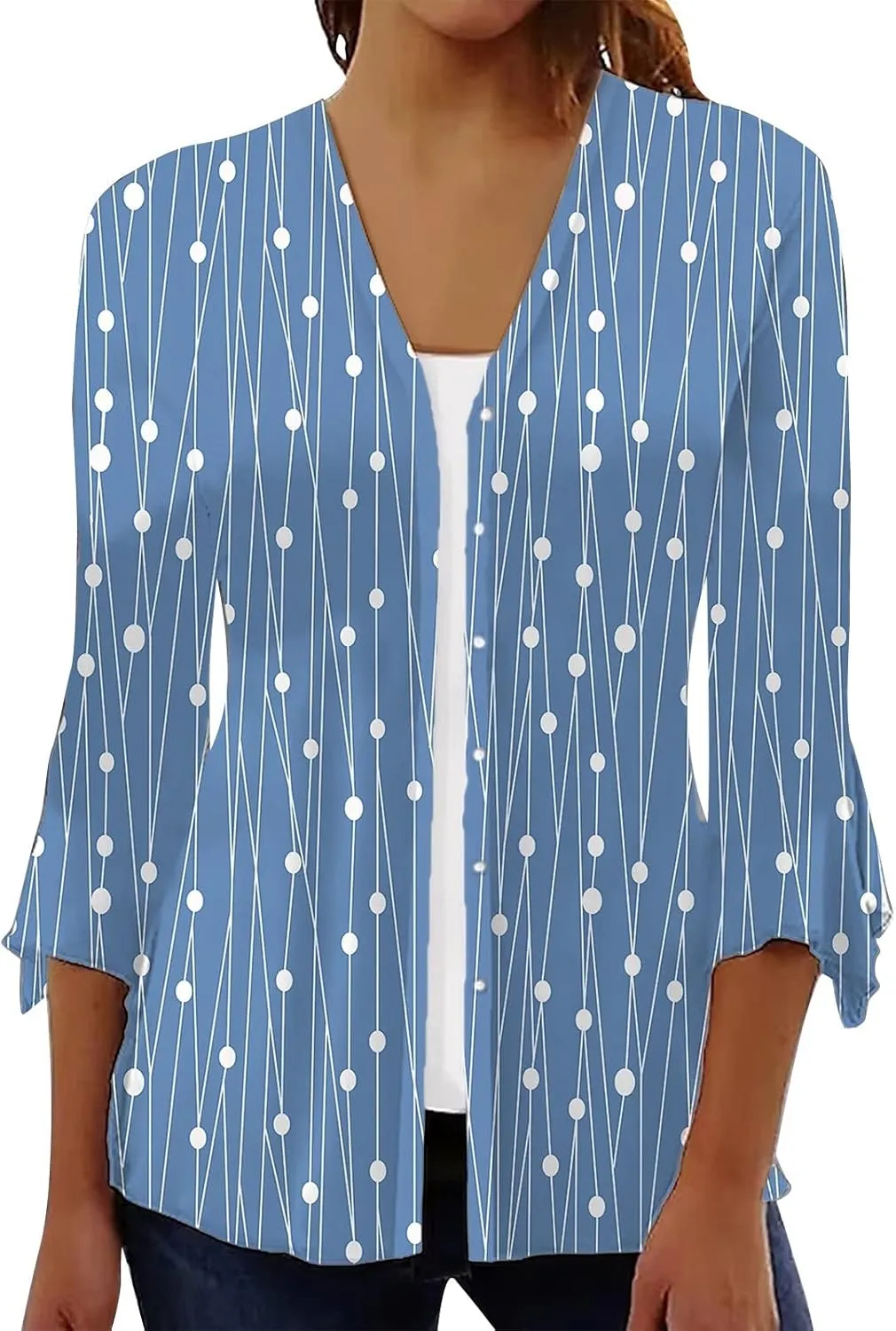 Lightweight Cardigans for Women Women's Casual Lightweight Open Front Cardigans Soft 3/4 Sleeve Cardigan