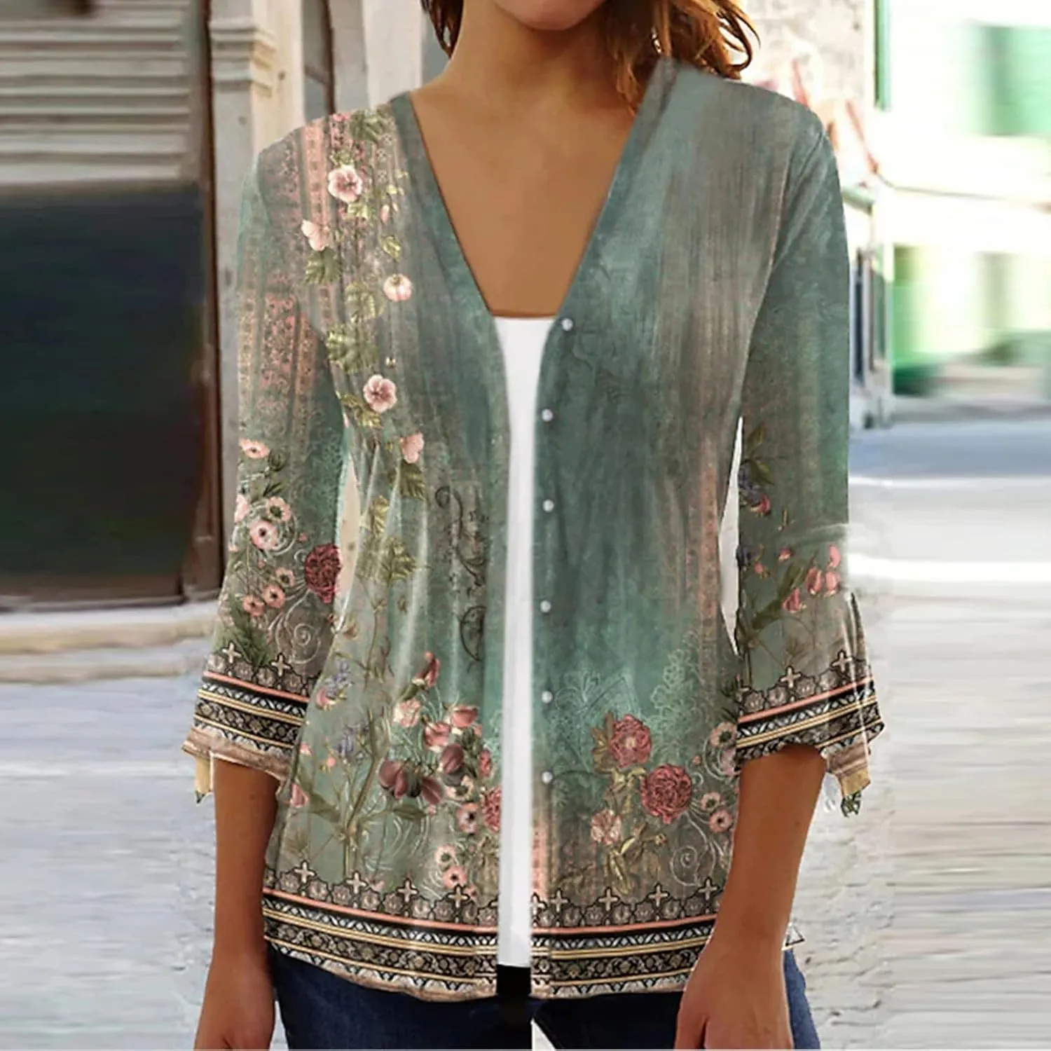 Lightweight Cardigans for Women Women's Casual Lightweight Open Front Cardigans Soft 3/4 Sleeve Cardigan