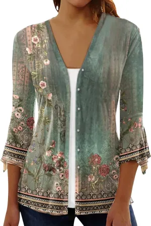 Lightweight Cardigans for Women Women's Casual Lightweight Open Front Cardigans Soft 3/4 Sleeve Cardigan