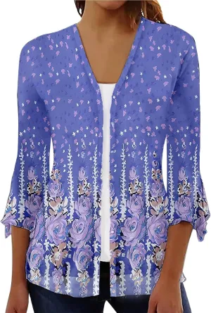 Lightweight Cardigans for Women Women's Casual Lightweight Open Front Cardigans Soft 3/4 Sleeve Cardigan