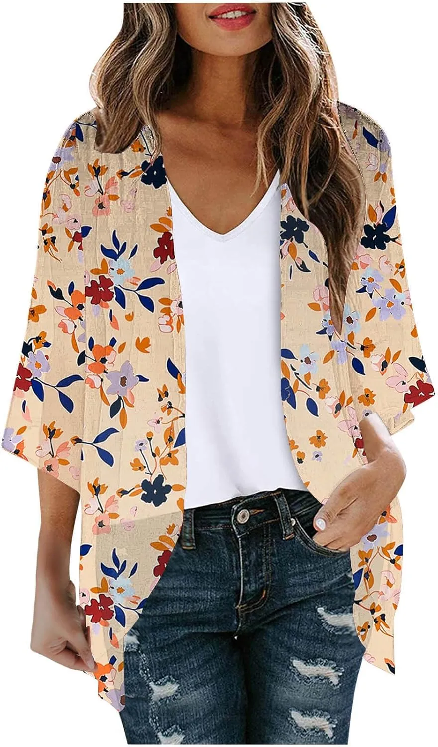 Lightweight Kimono Cardigans for Women, Summer Lightweight Chiffon Boho Kimono Cardigans Dressy Casual 2025