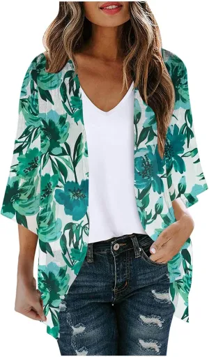 Lightweight Kimono Cardigans for Women, Summer Lightweight Chiffon Boho Kimono Cardigans Dressy Casual 2025