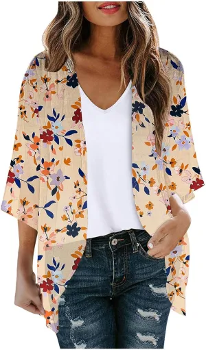 Lightweight Kimono Cardigans for Women, Summer Lightweight Chiffon Boho Kimono Cardigans Dressy Casual 2025
