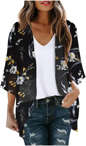 Lightweight Kimono Cardigans for Women, Summer Lightweight Chiffon Boho Kimono Cardigans Dressy Casual 2025