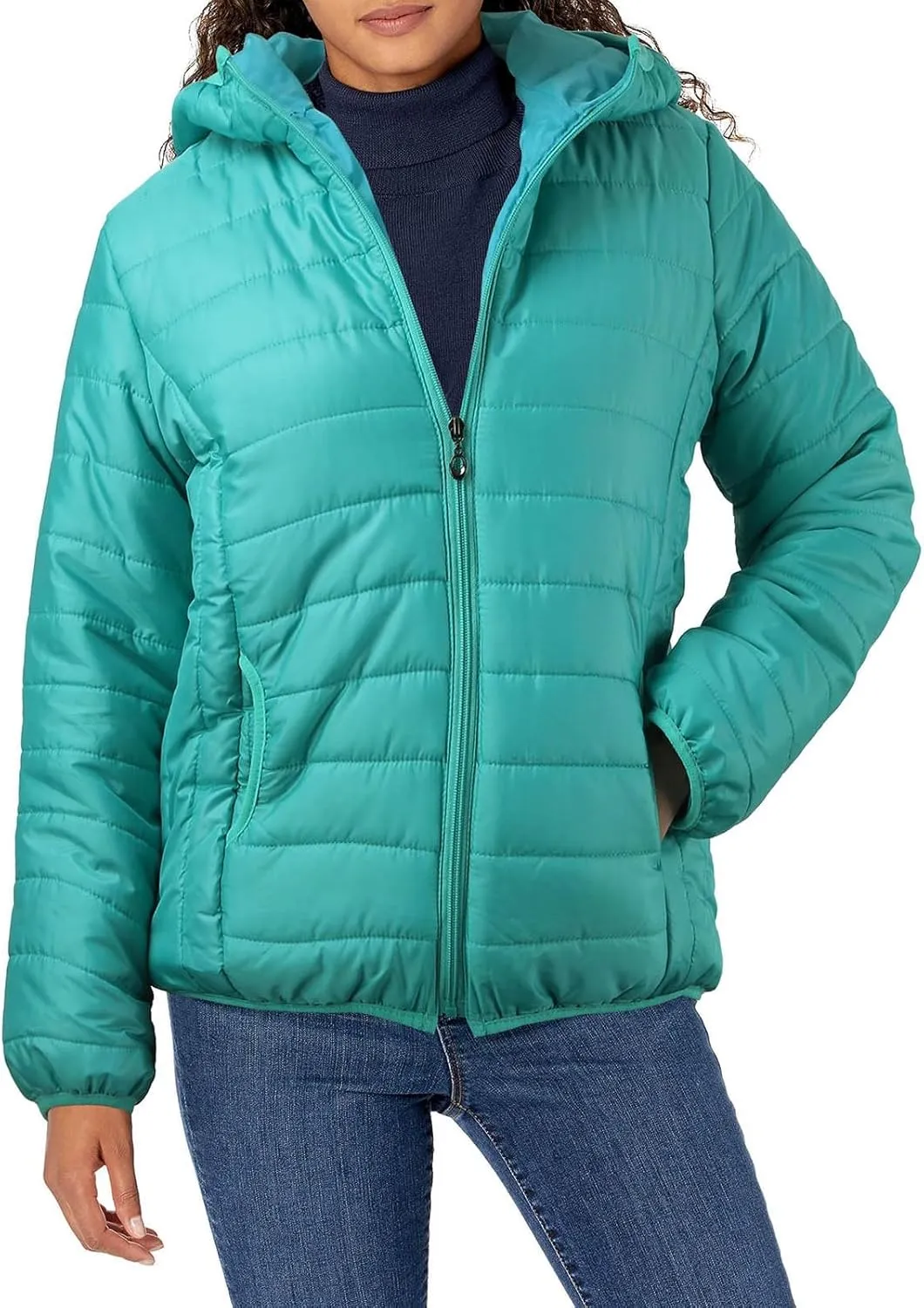 Lightweight Puffer Jacket Women with Hood Women's Lightweight Long-Sleeve Water-Resistant Packable Puffer Jacket