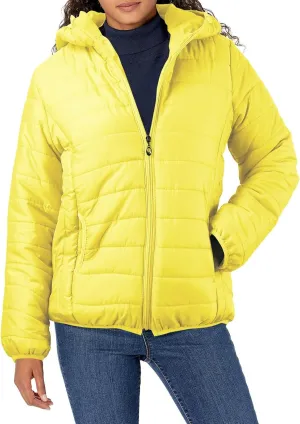Lightweight Puffer Jacket Women with Hood Women's Lightweight Long-Sleeve Water-Resistant Packable Puffer Jacket