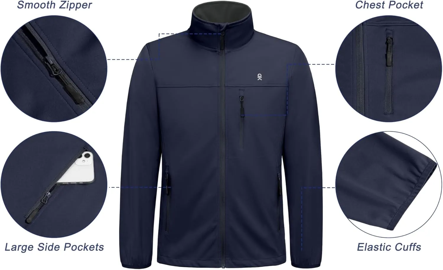 Little Donkey Andy Men's Lightweight Softshell Jacket Windbreaker for Running Travel Hiking, Windproof, Water-resistant