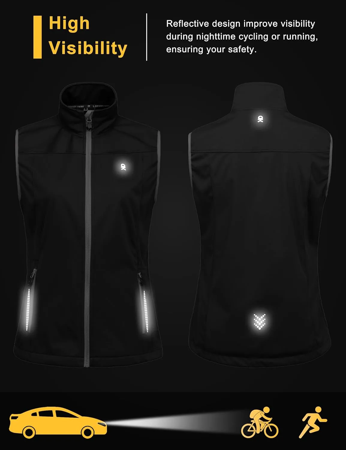 Little Donkey Andy Women's Lightweight Softshell Vest, Windproof Sleeveless Jacket for Running Hiking Travel