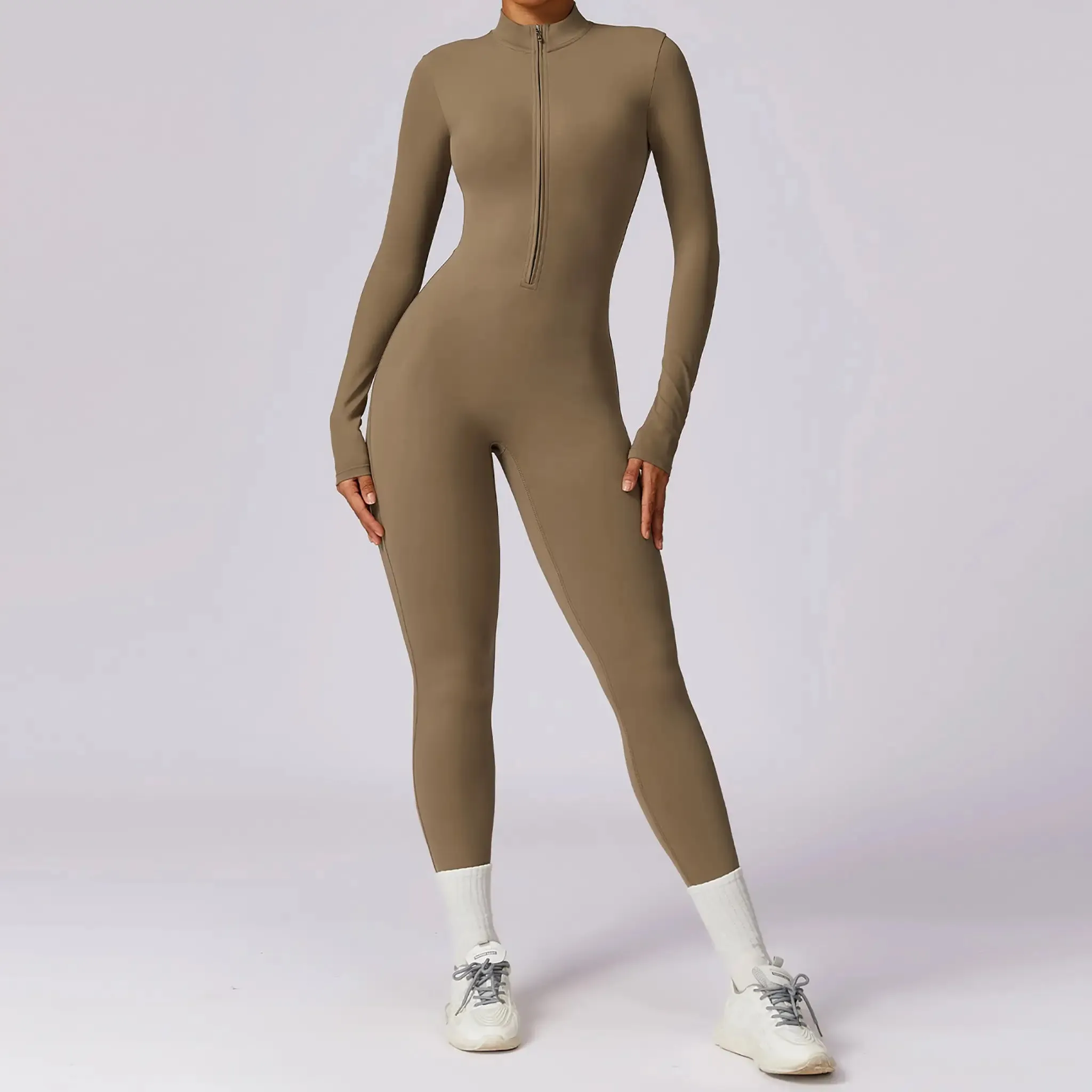 Long-sleeve Zipper Yoga Sports Jumpsuit
