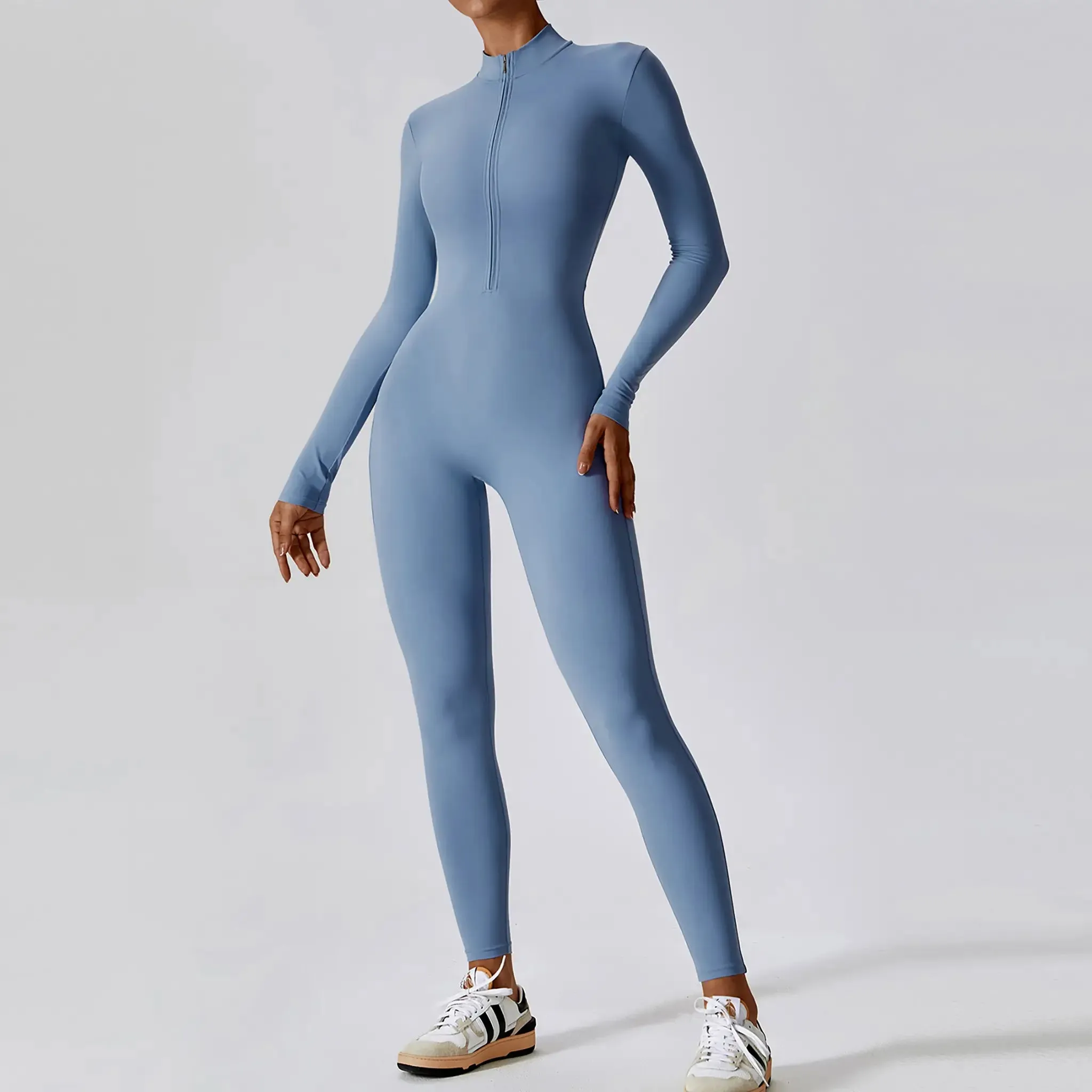 Long-sleeve Zipper Yoga Sports Jumpsuit