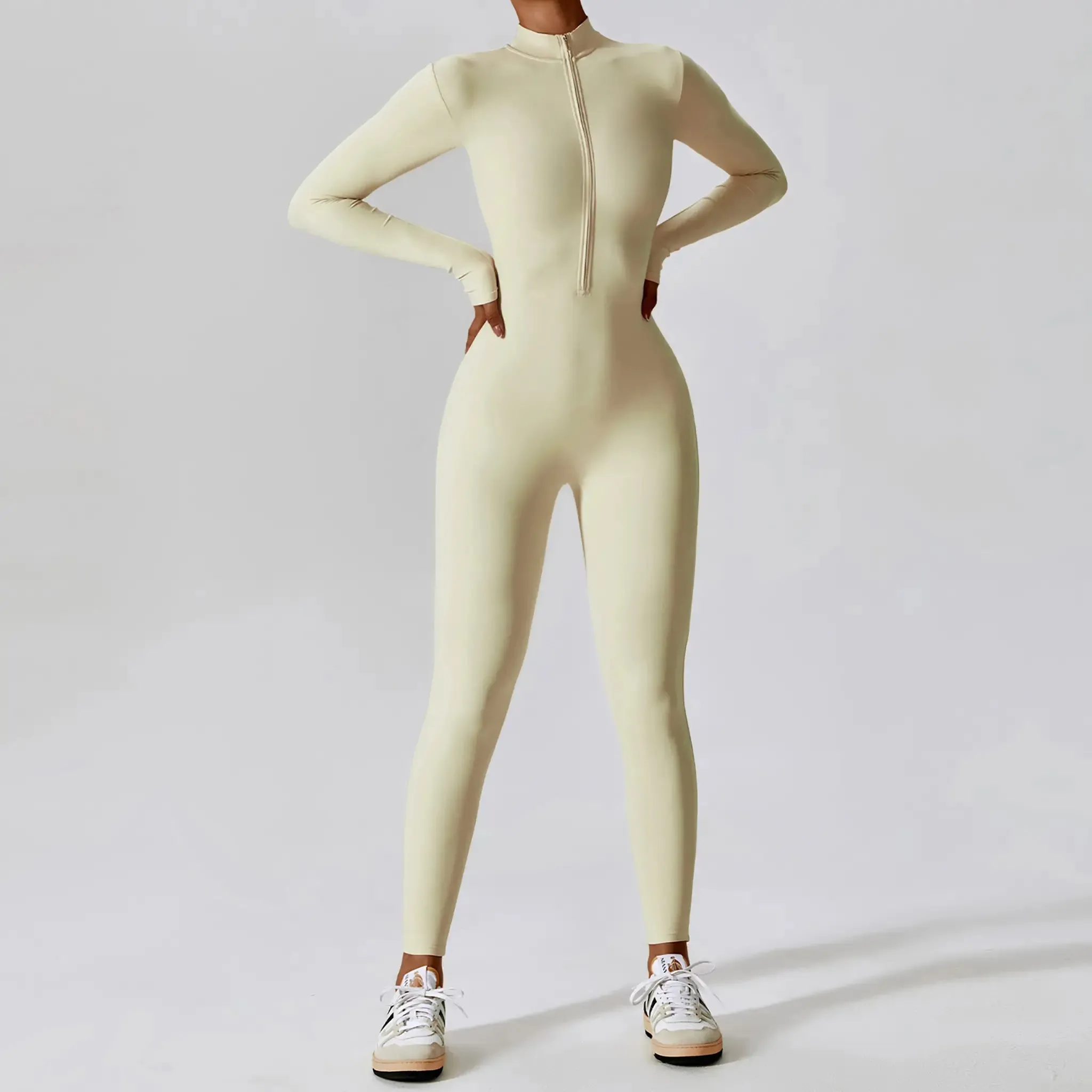 Long-sleeve Zipper Yoga Sports Jumpsuit