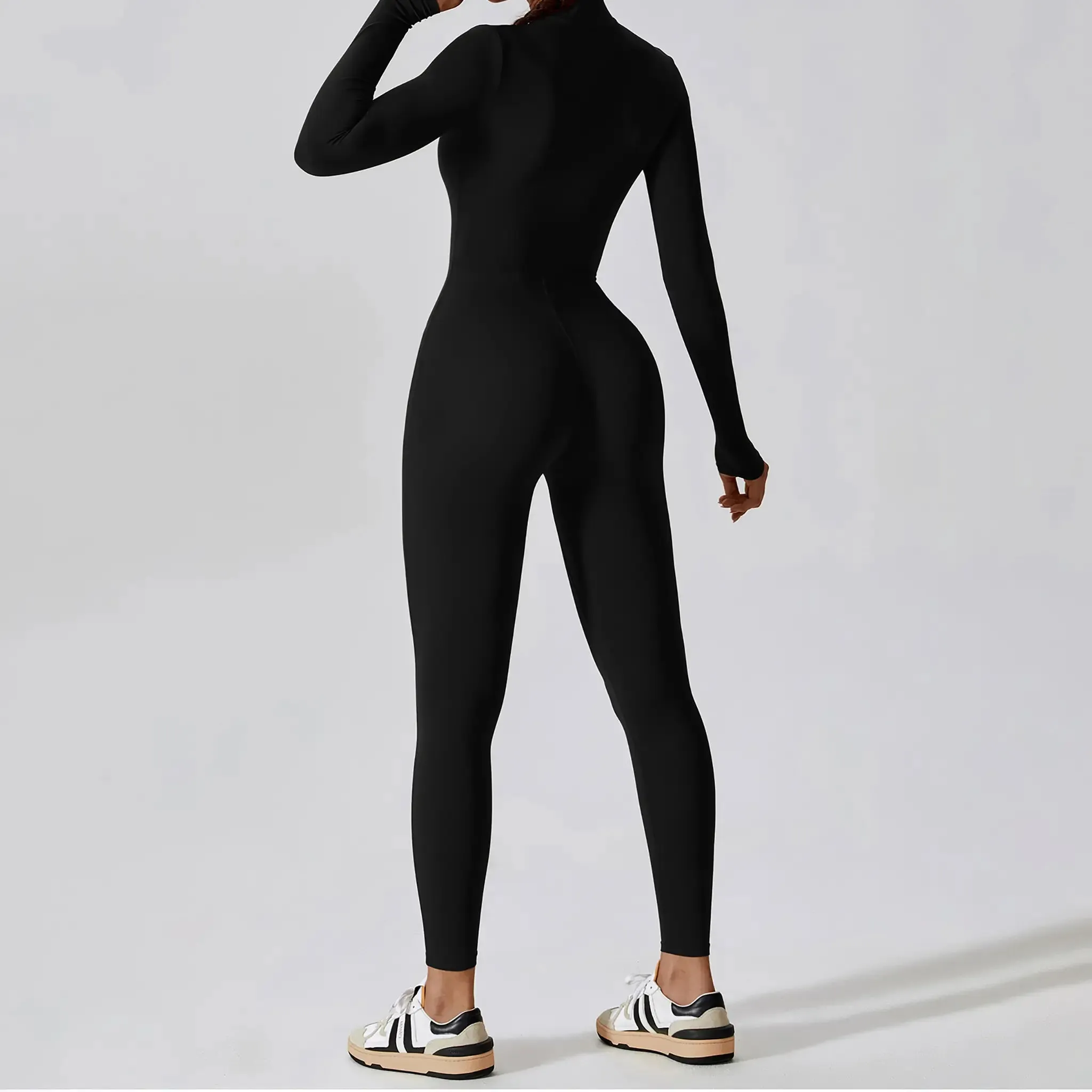 Long-sleeve Zipper Yoga Sports Jumpsuit