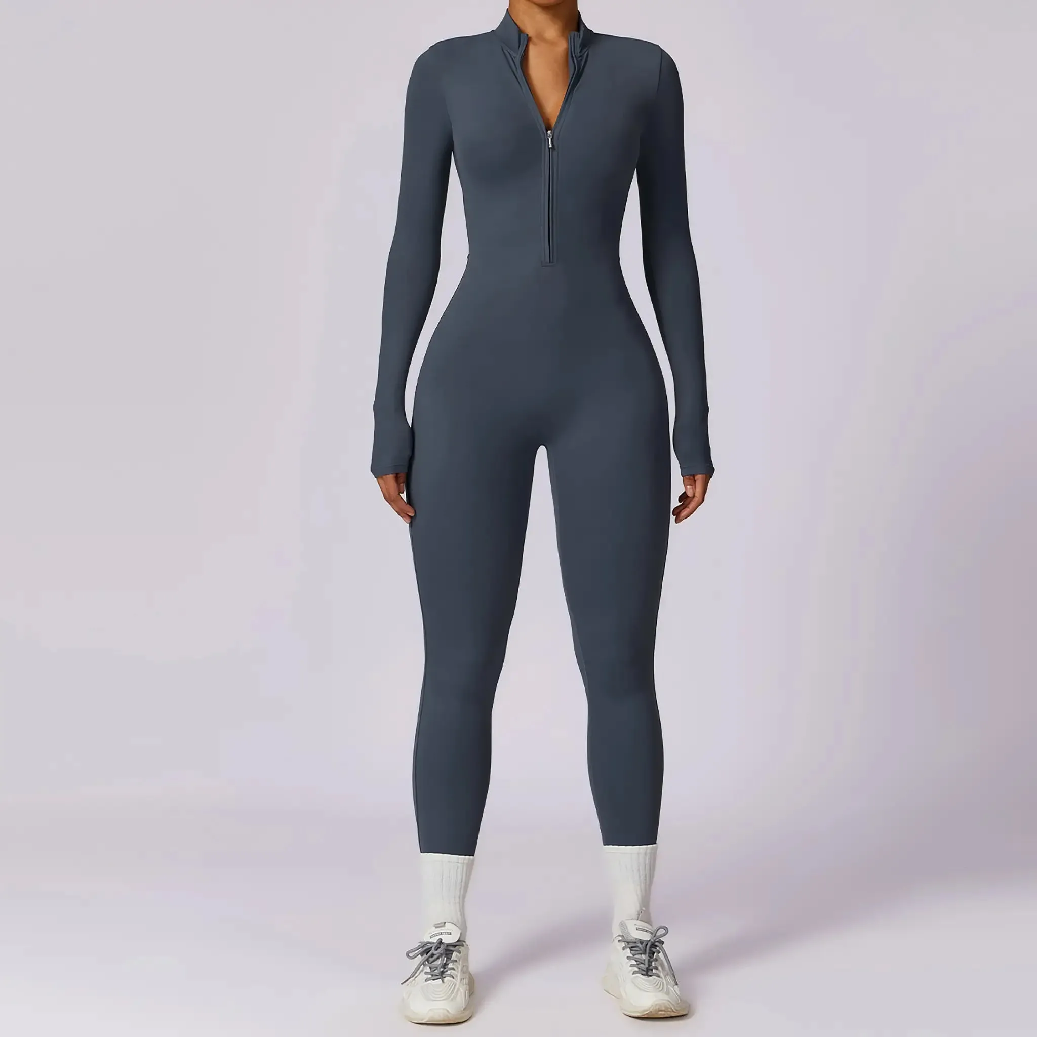 Long-sleeve Zipper Yoga Sports Jumpsuit