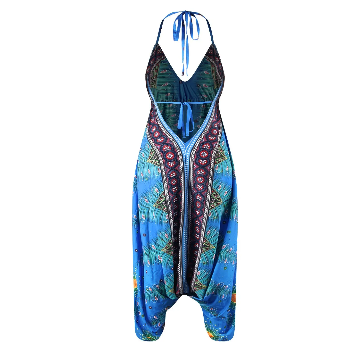 Loose Digital Print Women's Casual Open Back Sexy Jumpsuit