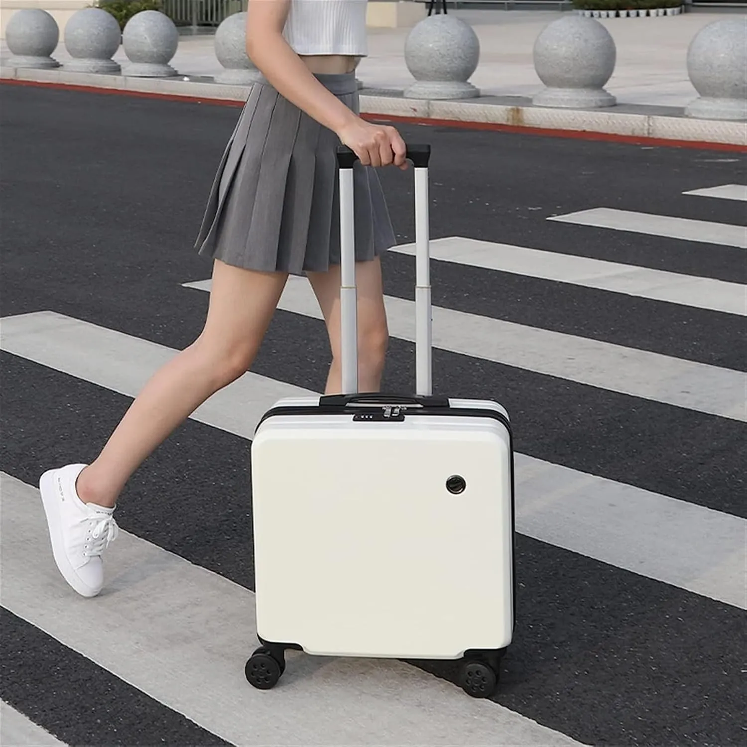 Luggage Portable Suitcases Small Carry On Lugage Silent Universal Wheel Boarding Suitcases Durable Hard Case Lugage Lightweight And Durable (Color : White)