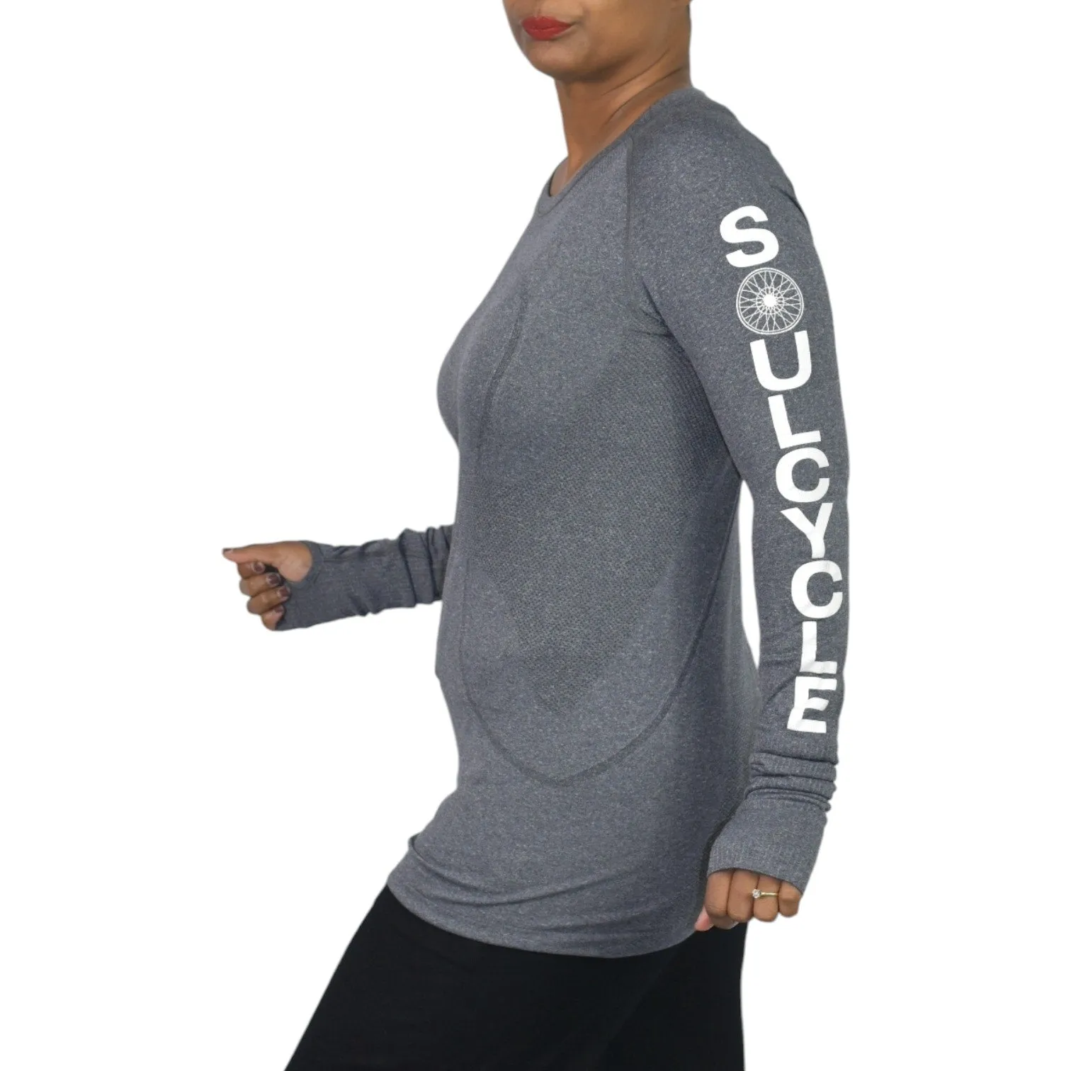 Lululemon Soulcycle Swiftly Tech Top Thumbholes Long Sleeves Crew Tee T Shirt Running Training Size 8