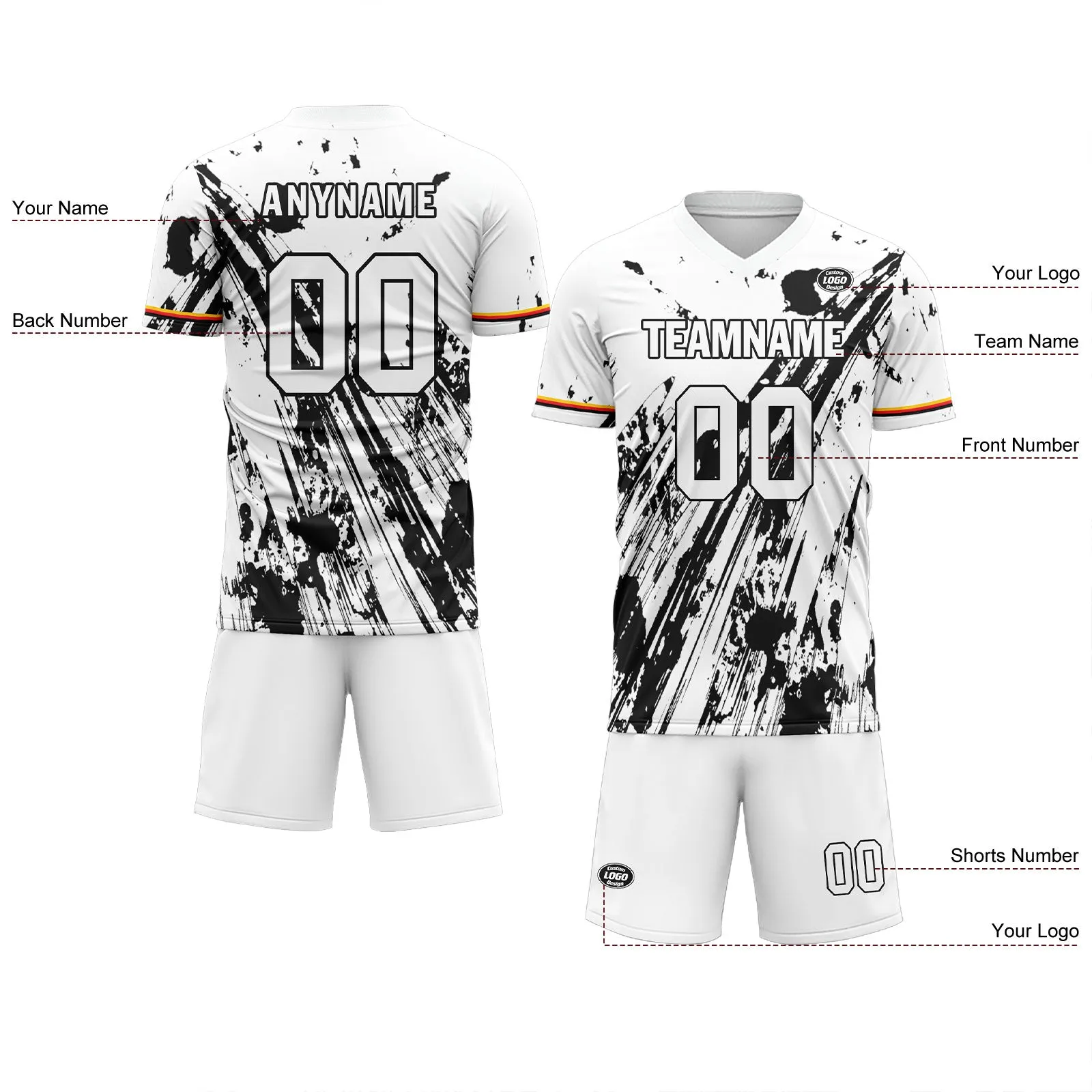 Luxury Gifts,Custom White Black Soccer Sets Jersey Personalized SCJ101-D28010