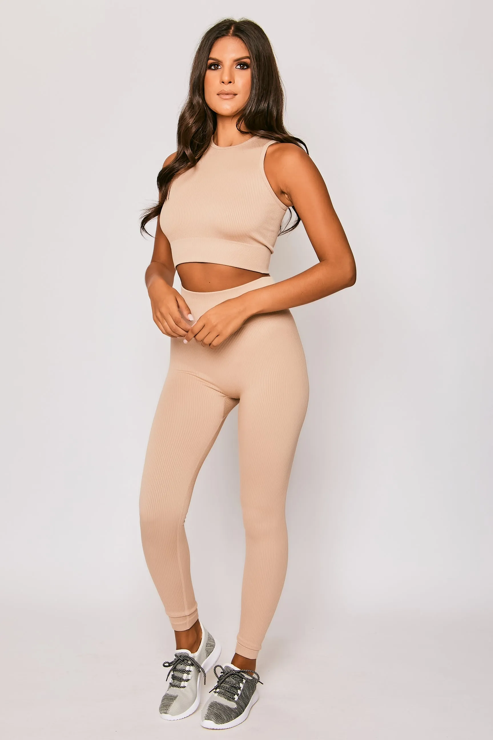 Maisie - Nude Crop Top & Leggings Set