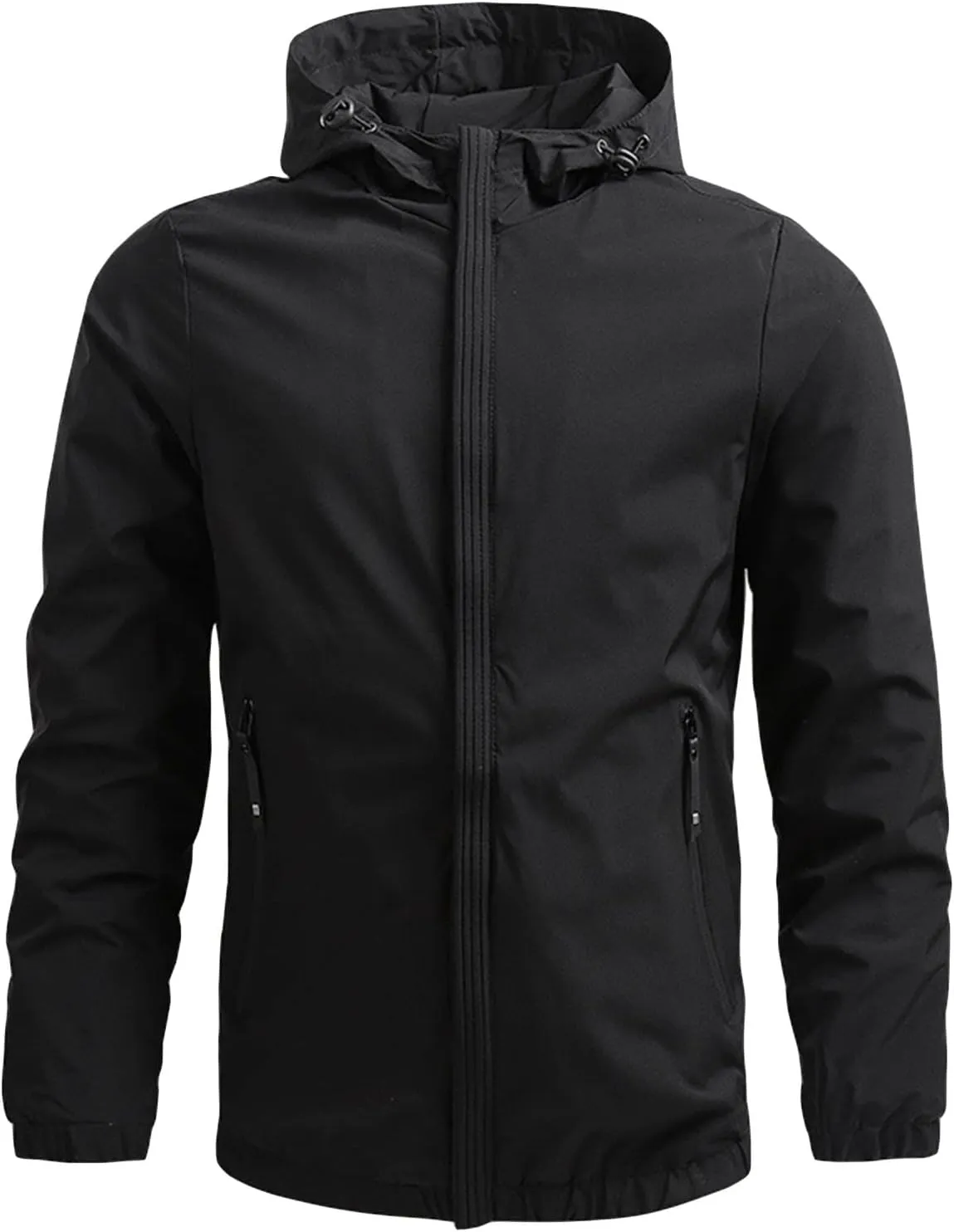 Maiyifu-GJ Men's Lightweight Windproof Windbreaker Running Breathable Hooded Jackets Zip Up Cycling Bike Hoodie Raincoat