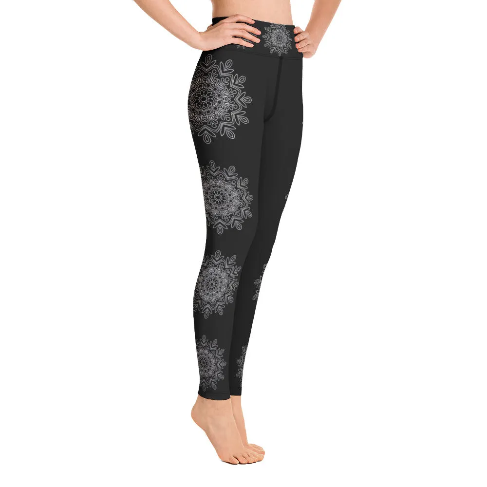 mandala art printed high waist leggings with pockets