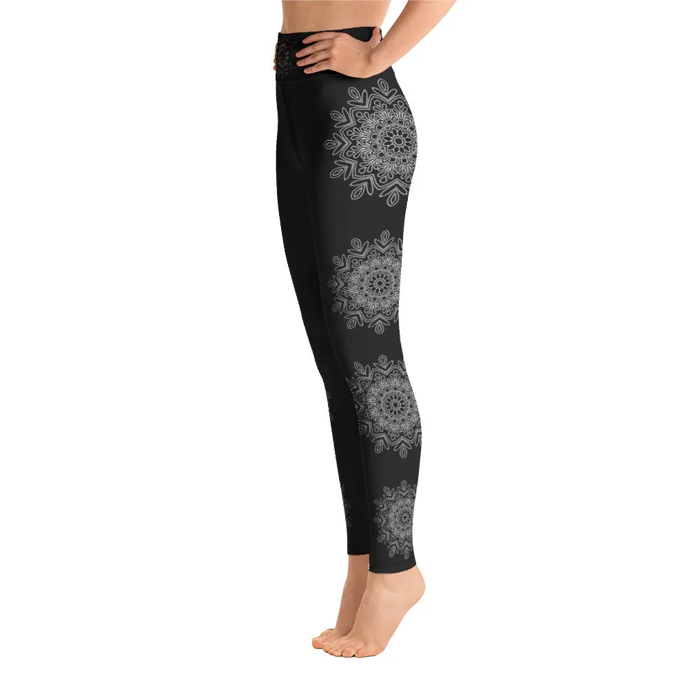 mandala art printed high waist leggings with pockets