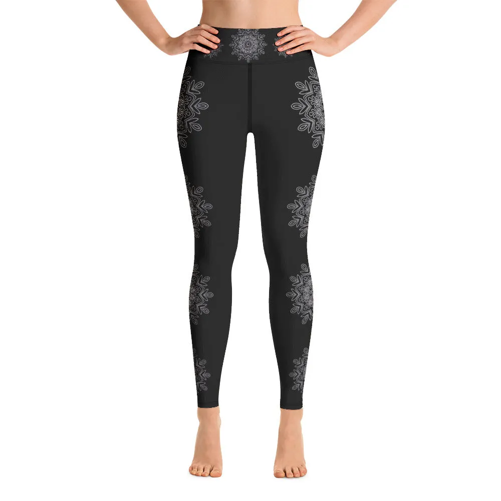 mandala art printed high waist leggings with pockets