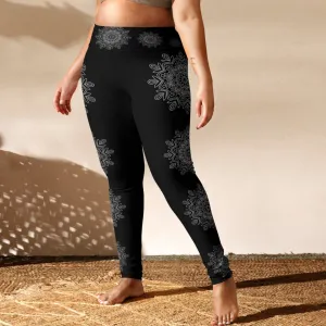 mandala art printed high waist leggings with pockets