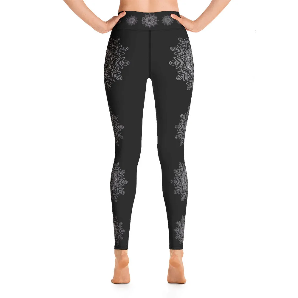 mandala art printed high waist leggings with pockets